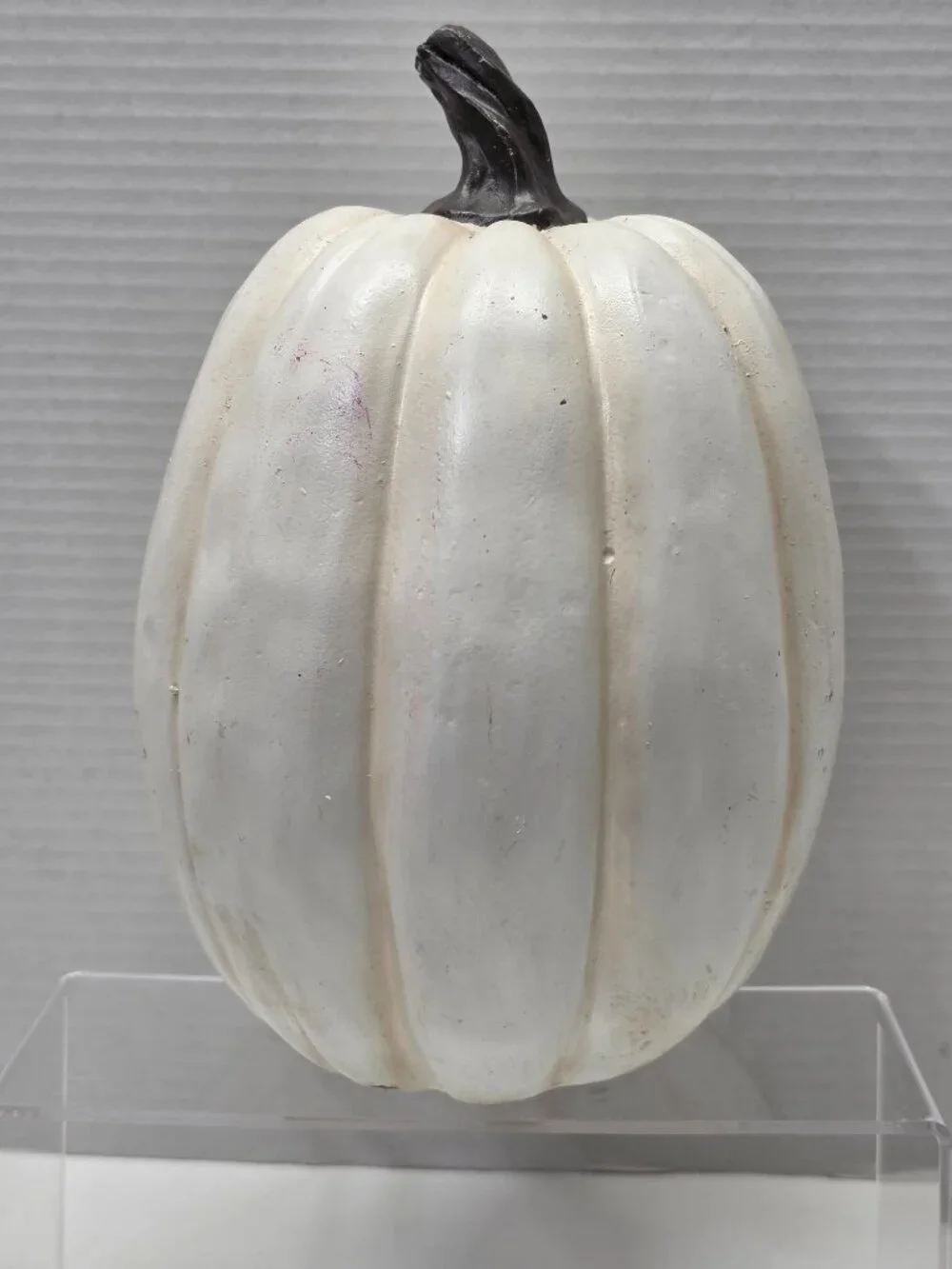 Vintage Halloween White Pumpkin Haunted House Black Cat Lighted Decor 10